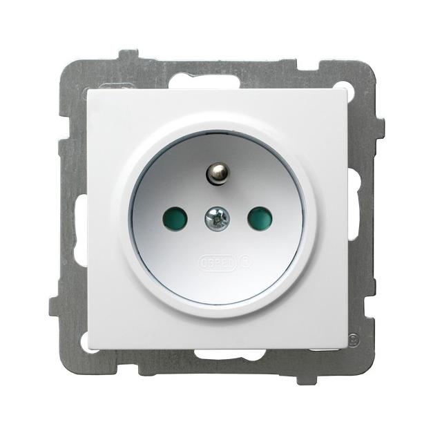 AS Gniazdo pojedyncze z uziemieniem z przesłonami torów prądowych - kolor biały