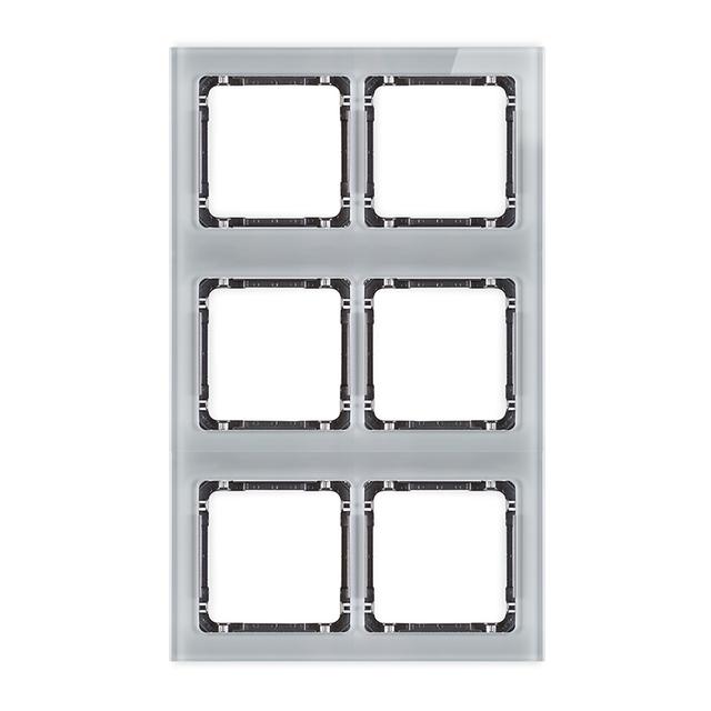 DECO Ramka modułowa 6 krotna (2 poziom, 3 pion) - efekt szkła (ramka szara; spód grafitowy)