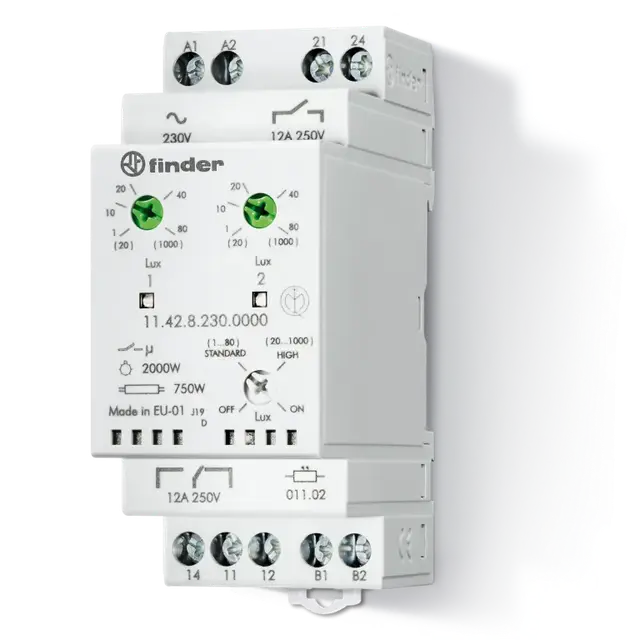 Modułowy przekaźnik zmierzchowy 1 P + 1 Z; 12A; 230V AC