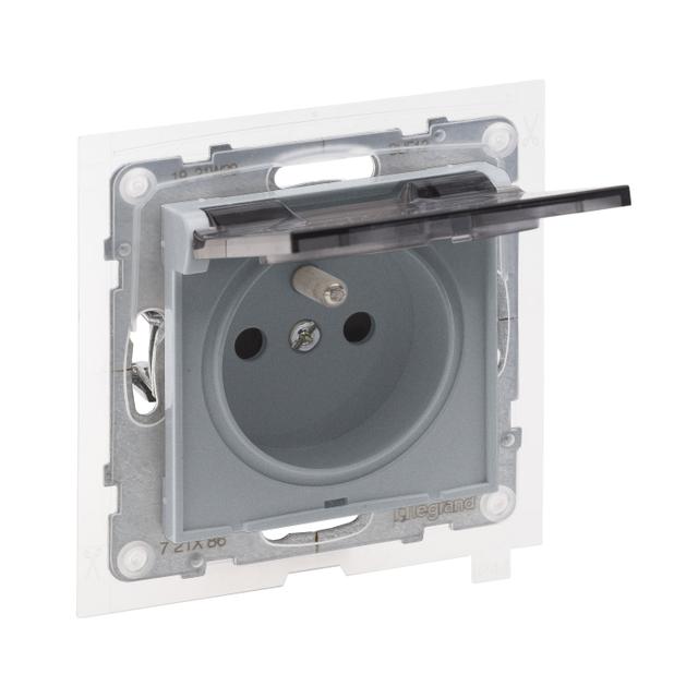 Suno Gniazdo Pojedyncze Z Uziemieniem 2P+Z IP44 16A 250 V Zaciski Automatyczne Z Przesłoną Aluminium 721386 LEGRAND