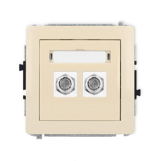 DECO Mechanizm gniazda antenowego podwójnego typu F (SAT) niklowany beżowy