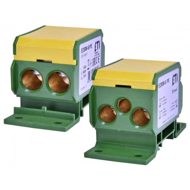 Blok rozdzielczy 192A (2x4-70mm2/2x4-50mm2+1x2,5-25mm2) żółto-zielona EDBM-6/PE 001102417 ETI