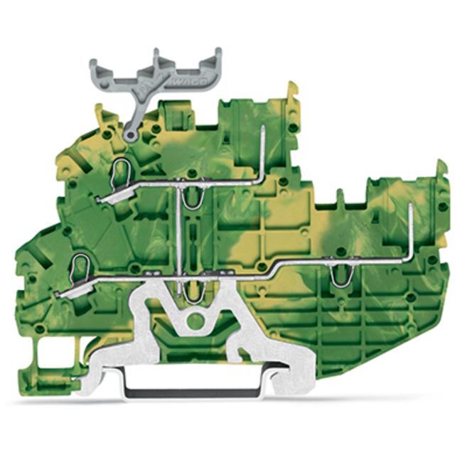 X-COMS dwupiętrowa złączka bazowa PE 1-przewodowa/1-pinowa żółto-zielona