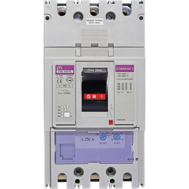 Wyłącznik mocy 3P 25kA wyzw. TM EB2 400/3L 250A 3P 004671091 ETI