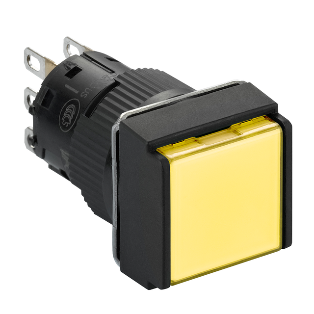Harmony XB6 Przycisk Podświetlany Żółty Płaski 1 CO 12V DC Kwadratowy Plastikowy XB6ECW5J1P Schneider