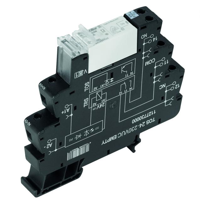 TRS 230VUC 1CO 16A Moduł przekaźnikowy, 230 V UC ±5 %, Zielona dioda LED, Prostownik, 1 zestyk przełączny (AgNi) , 250 V AC, 16 A, złącze śrubowe, Przycisk testowy: Nie /10szt./ 1479740000 WEIDMÜLLER