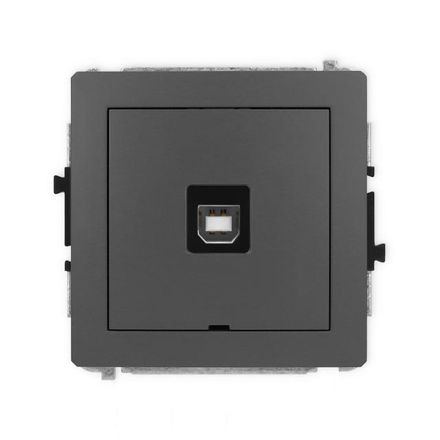 DECO Mechanizm gniazda pojedynczego USB A-B 2.0, bez pola opisowego grafitowy mat