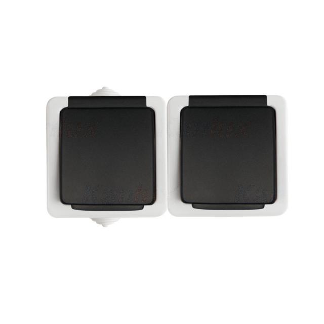 TEKNO Gniazdo hermetyczne podwójne ochrona styków śrubowe 16A 250V szare IP54 25357 KANLUX
