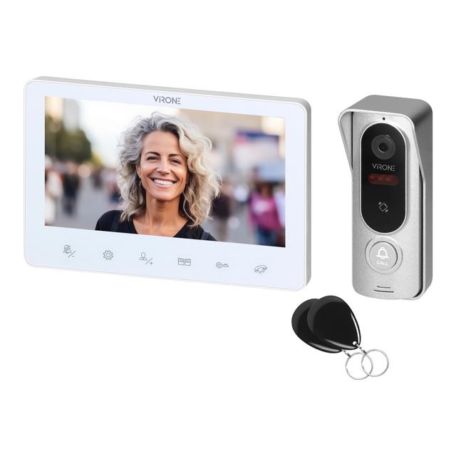 ANGU, zestaw wideodomofonowy 4-żyłowy, bezsłuchawkowy, monitor 7" LCD, z kamerą 800TVL, z czytnikiem