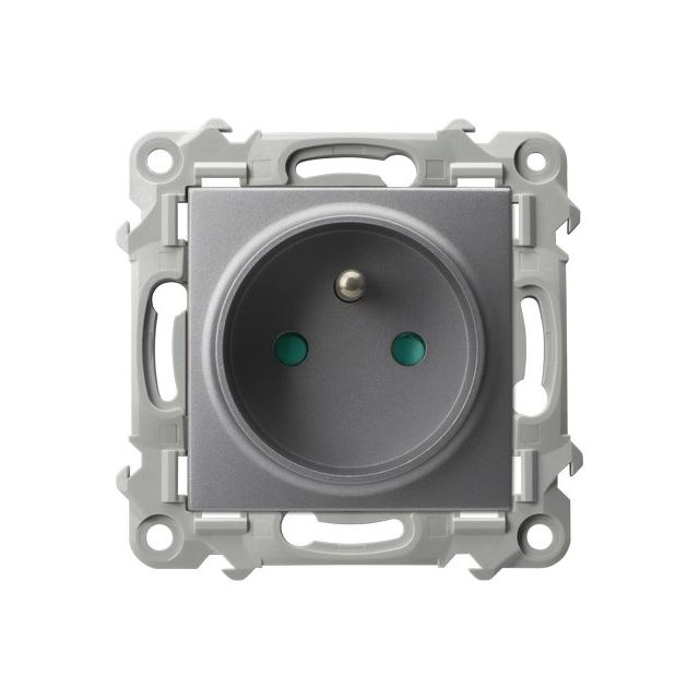 SZAFIR Gniazdo pojedyncze z uziemieniem z przesłonami torów prądowych - kolor szary mat