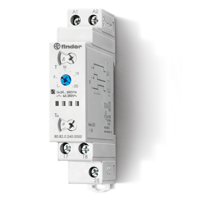 Przekaźnik czasowy modułowy serii 80: 2Z 6A 24…240V AC/DC 80.82.0.240.0000 /5szt./ FINDER