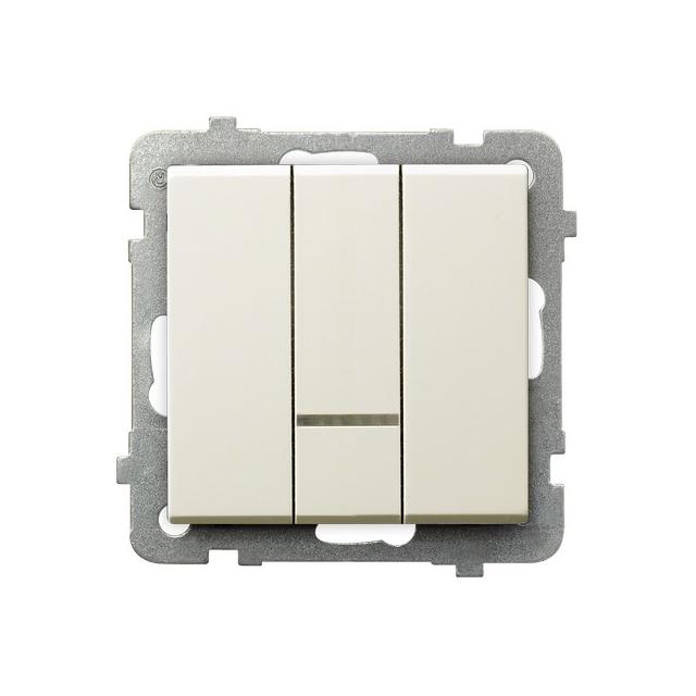 SONATA Łącznik potrójny z podświetleniem pomarańczowym - kolor ecru