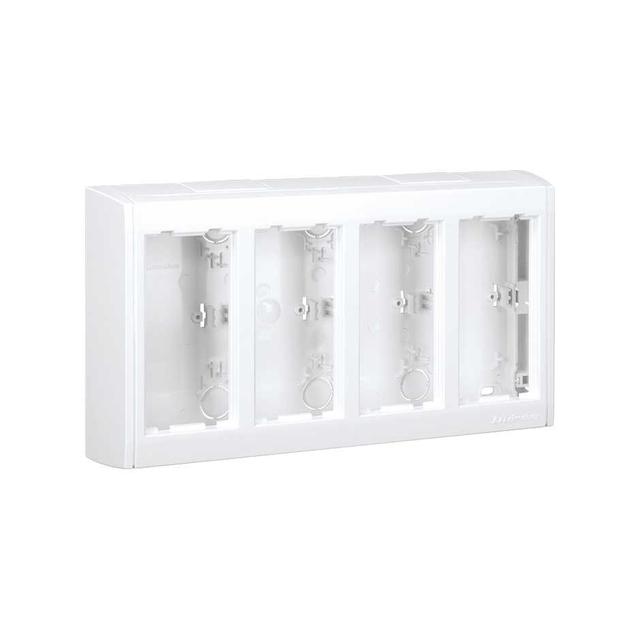 Simon Connect Obudowa natynkowa 4-modułowa z pokrywami bocznymi 8x K45 czysta biel SBC400/9 KONTAKT