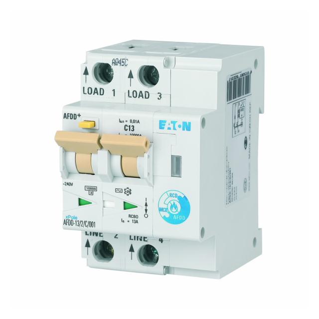 AFDD-13/2/B/003 Przeciwpożarowy detektor iskrzenia 10kA B13A 2P 30mA typ AC 187179 EATON