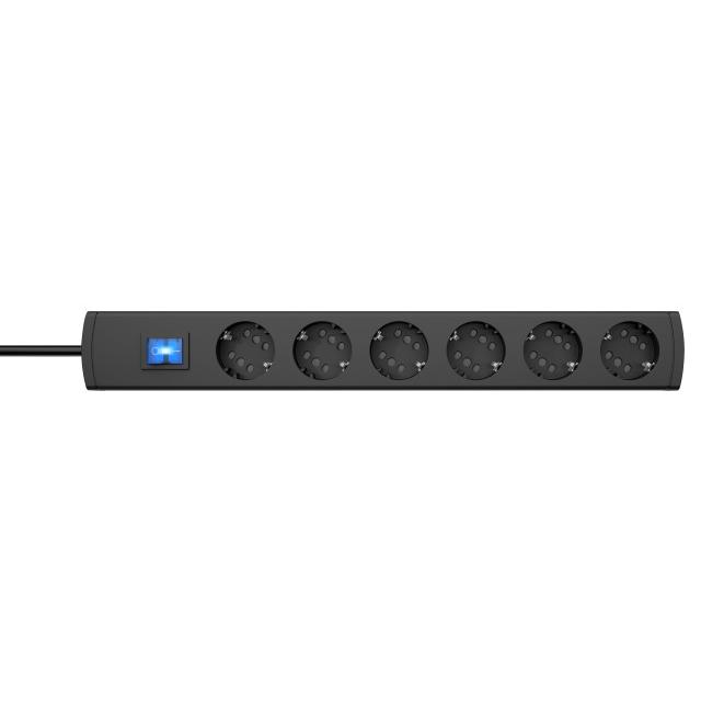 Listwa zasilająca DUOVERSAL plus 6=12, z wyłącznikiem, czarny/antracyt, 1,4 m H05VV-F 3G 1,5 mm2
