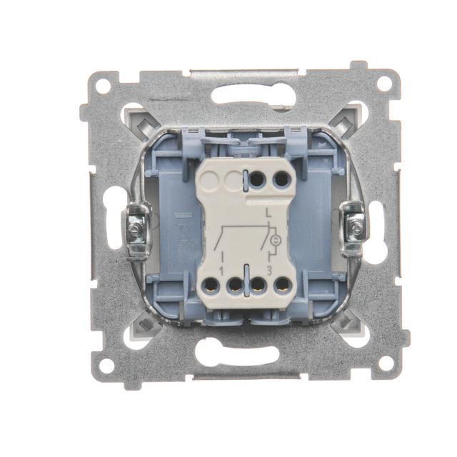 Simon 54 Łącznik świecznikowy z podświetleniem LED i do wersji IP44 10A 250V szybkozłączka srebrny mat *Posiada wkładkę DU1W DW5BL.01/43 KONTAKT