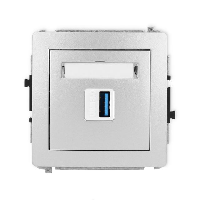 DECO Mechanizm gniazda pojedynczego USB A-A 3.0 srebrny metalik