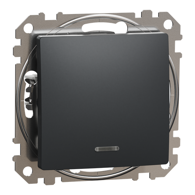 Sedna Design & Elements, łącznik 1-biegunowy z podświetleniem, czarny antracyt