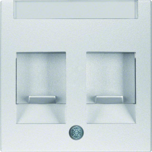 BERKER B.Kwadrat/B.7 Płytka czołowa podwójna zasuwa chroniące przed kurzem pole opisowe aluminium 11