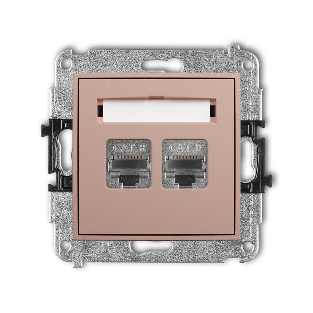 ICON Mechanizm gniazda komputerowego podwójnego 2xRJ45, kat. 8, ekranowany, 8-stykowy łososiowy