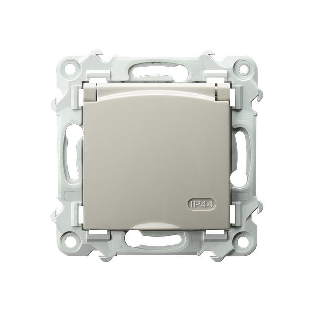 SZAFIR Gniazdo bryzgoszczelne z uziemieniem IP44 klapka kolor kaszmirowy beż GPH-1ZZ/m/83/w OSPEL