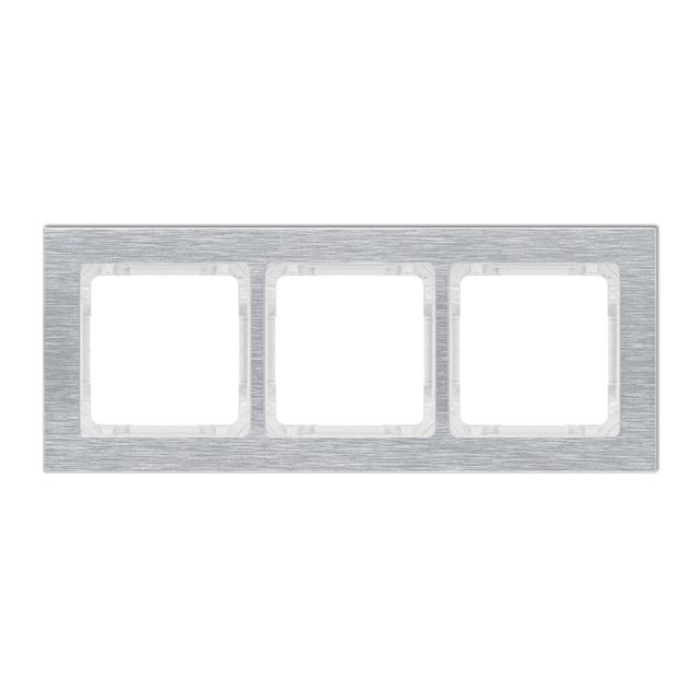 DECO Ramka uniwersalna potrójna - aluminium szczotkowane (ramka: srebrna; spód: biały) srebrny
