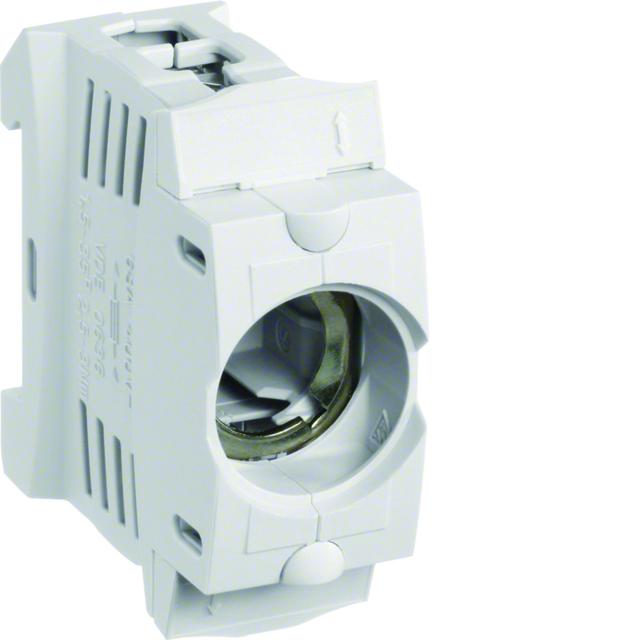 Gniazdo bezp. z tworzywa D02/1 E18 1P SIS 63A 400VAC TS35 zac.kl. 35mm2 LD043 HAGER