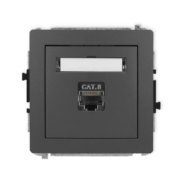 DECO Mechanizm gniazda komputerowego pojedynczego 1xRJ45, kat. 8, ekranowany, 8-stykowy grafitowy ma