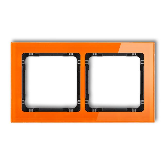 DECO Ramka uniwersalna podwójna - efekt szkła (ramka: pomarańczowa; spód: czarny)