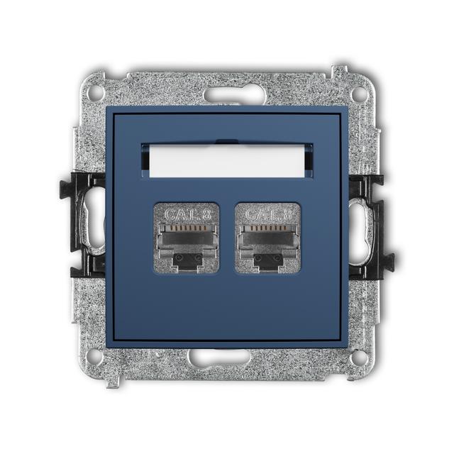 ICON Mechanizm gniazda komputerowego podwójnego 2xRJ45, kat. 8, ekranowany, 8-stykowy navy blue