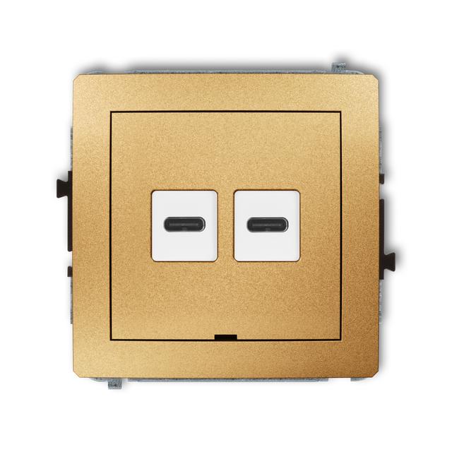 DECO Mechanizm ładowarki USB podwójnej 2xUSB C, 20W max., bez pola opisowego złoty