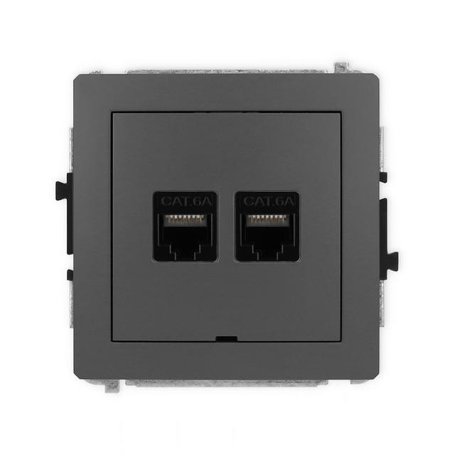 DECO Mechanizm gniazda komputerowego podwójnego 2xRJ45, kat. 6A, 8-stykowy, bez pola opisowego grafi