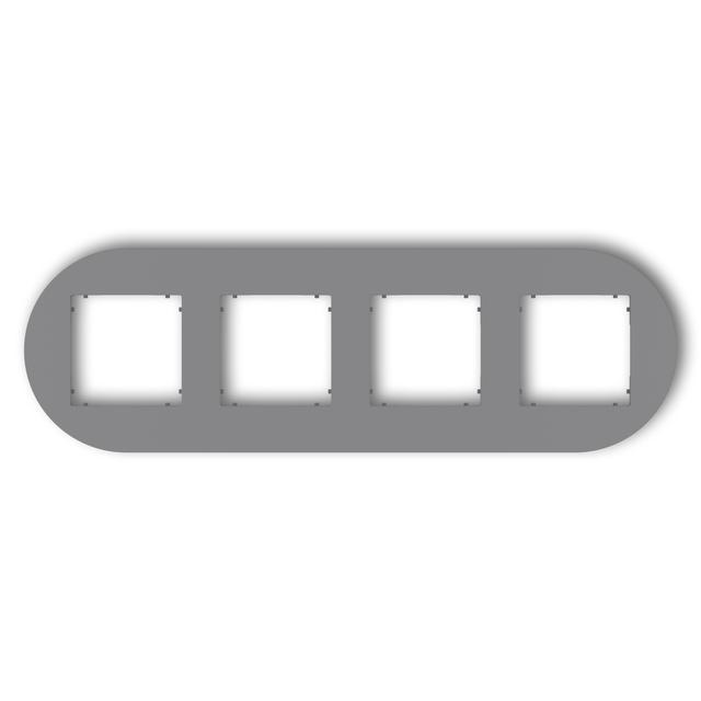 MINI Ramka uniwersalna poczwórna okrągła z tworzywa szary mat