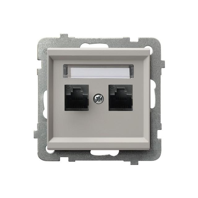 SONATA Gniazdo komputerowe podwójne kat. 5e MMC kolor kaszmir GPK-2R/K/m/82 OSPEL