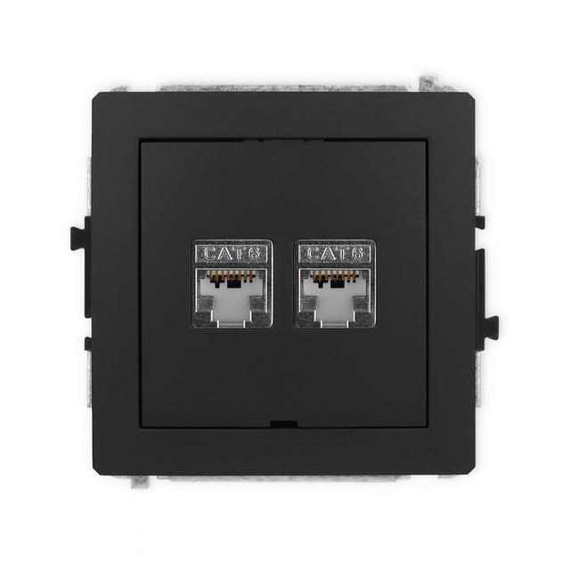 DECO Mechanizm gniazda komputerowego podwójnego 2xRJ45, kat. 6, ekranowany, 8-stykowy, bez pola opis