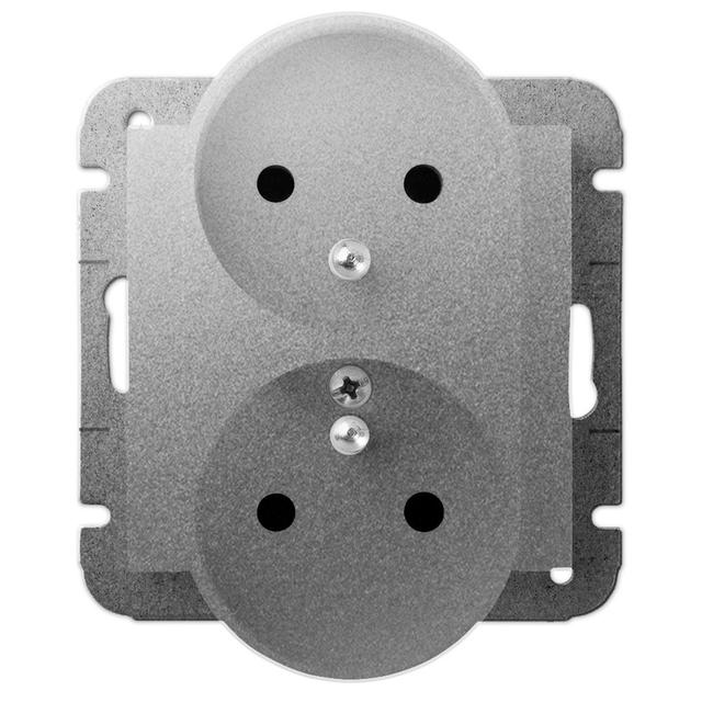 CARLA gniazdo 2x2P+Z mod srebrne b/R