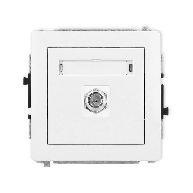 DECO Mechanizm gniazda antenowego pojedynczego typu F (SAT) niklowany biały