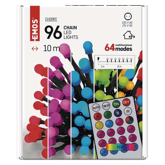 Lampki choinkowe kulki 96LED 64 programy pilot timer 10m IP44 D5AA01 EMOS