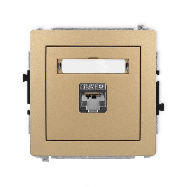 DECO Mechanizm gniazda komputerowego pojedynczego 1xRJ45, kat. 6, ekranowany, 8-stykowy złoty metali