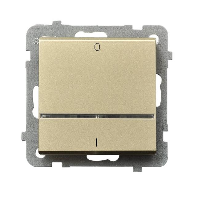 SONATA Łącznik dwubiegunowy z podświetleniem niebieskim - kolor szampański złoty