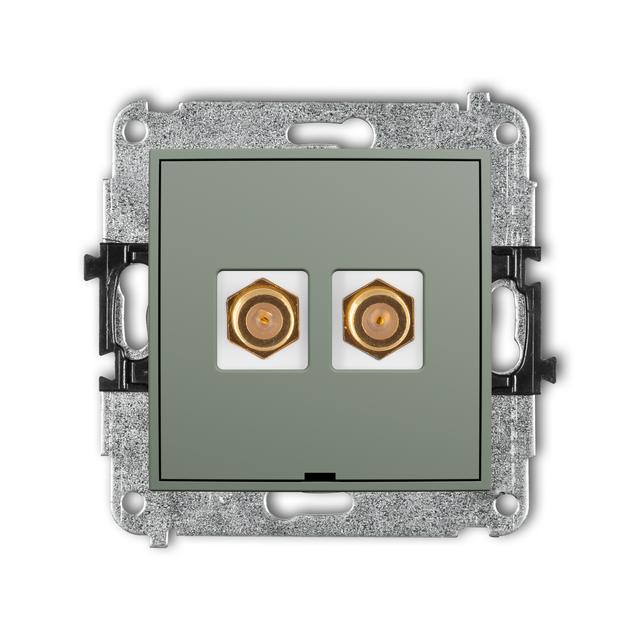 ICON Mechanizm gniazda antenowego podwójnego typu F (SAT) pozłacany, bez pola opisowego szałwiowy