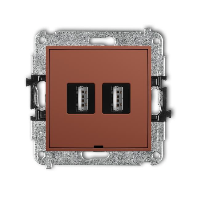ICON Gniazdo podwójne 2xUSB typ A-A 2.0 terakota 63IGUSBBO-2 KARLIK