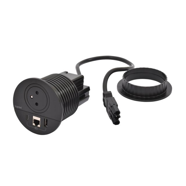 INCARA: DISQ 80 - 2P+Z / USB A+C / RJ45 - 0,5 M WIELAND-CZARNY, Legrand