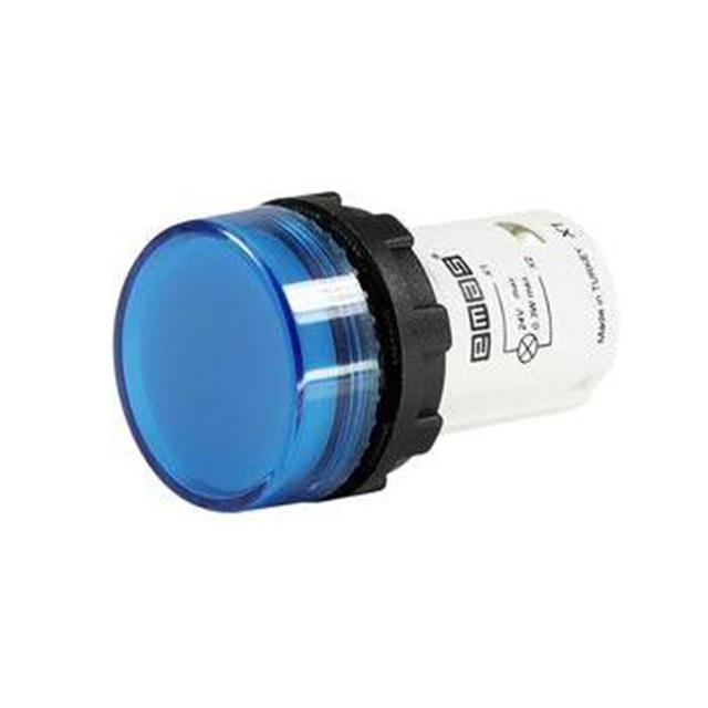 Lampka monoblok 24V LED, płaski klosz, niebieska
