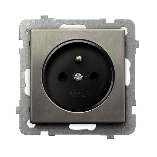 SONATA Gniazdo pojedyncze z uziemieniem - kolor stal inox