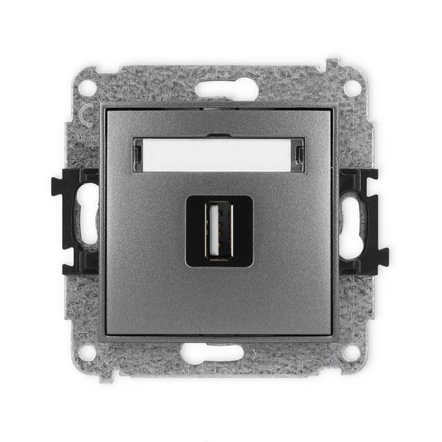 ICON Gniazdo pojedyncze USB A-A 2.0 grafitowy 11IGUSB-1 KARLIK
