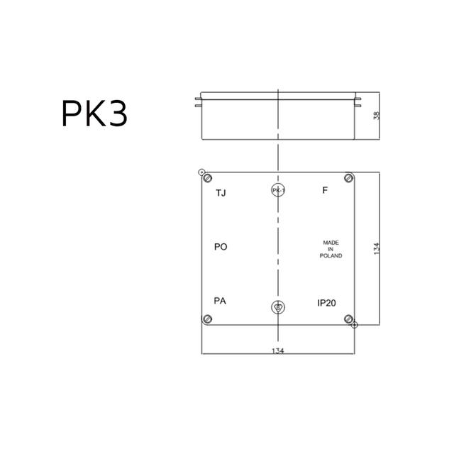 PK3 ,  Puszka natynkowa niedławicowana IP 20 (125x125x35 mm), biały