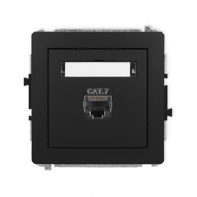 DECO Mechanizm gniazda komputerowego pojedynczego 1xRJ45, kat. 7, ekranowany, 8-stykowy czarny mat