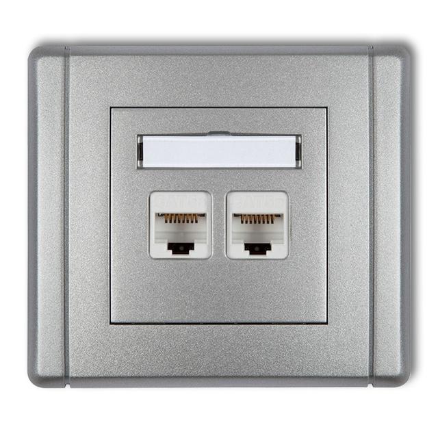 FLEXI Gniazdo komputerowe podwójne 2xRJ45, kat. 6, ekranowane, 8-stykowe srebrny metalik