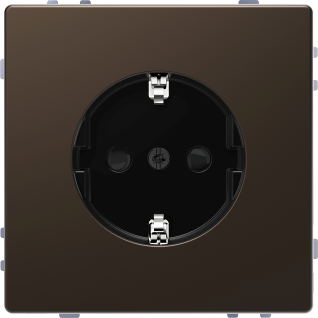 SCHUKO gniazdko elektryczne, przesłona, screwl. term., mocca metallic, System Design